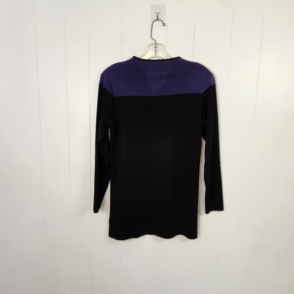 Exclusively Misook Sweater Womens Small Black Purple V-Neck Long Sleeve Knit - Picture 7 of 10